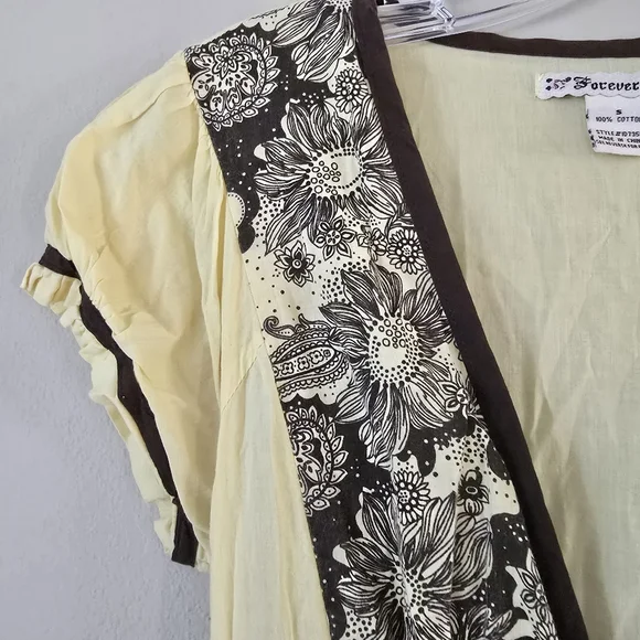 Forever 21 Vtg Womens Y2k Yellow‎ Dress Size Small Babydoll Cottagecore - Picture 4 of 7